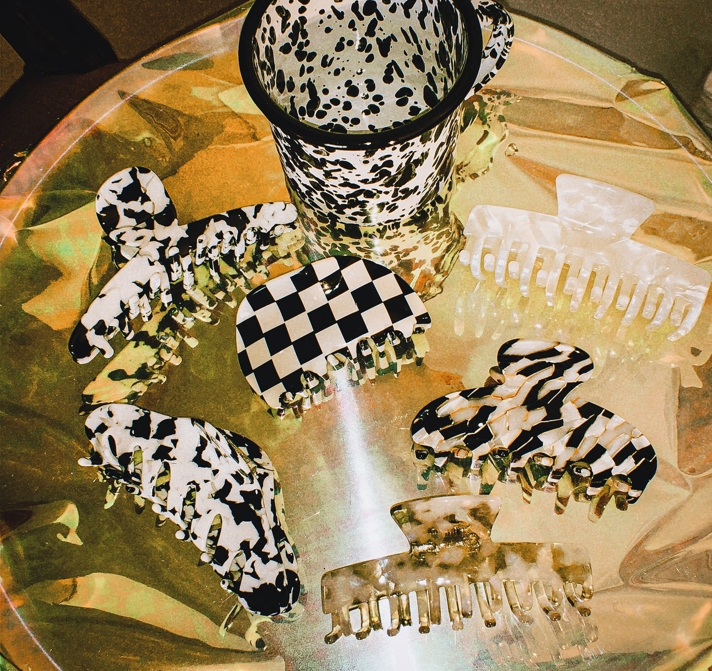 Black Chessboard Hair Claws  by Veronique