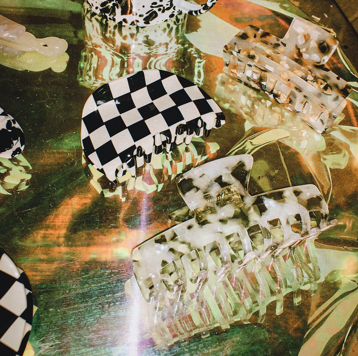 Black Chessboard Hair Claws  by Veronique