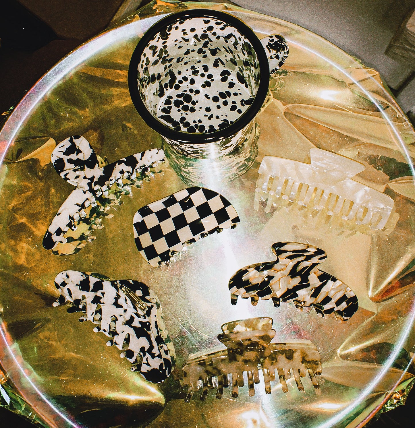 Black Chessboard Hair Claws  by Veronique