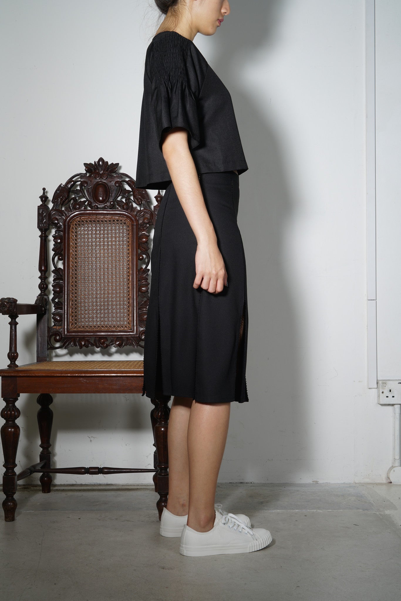 Smocked Shoulder Eyelet Keyhole Top #72A - Emporium of the Modern Man
- 4
