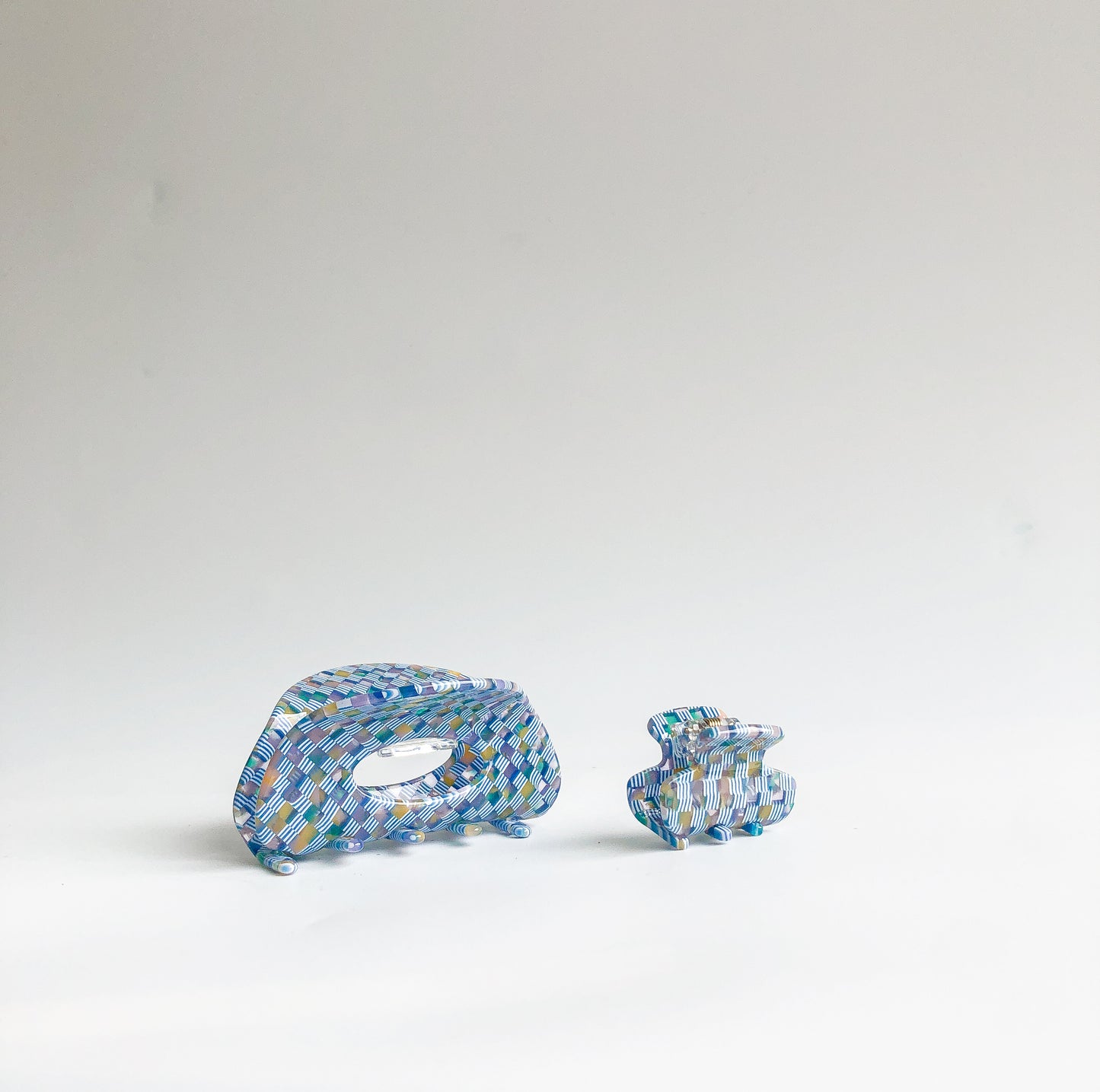 Azul Checkered Hair Claw  by Veronique