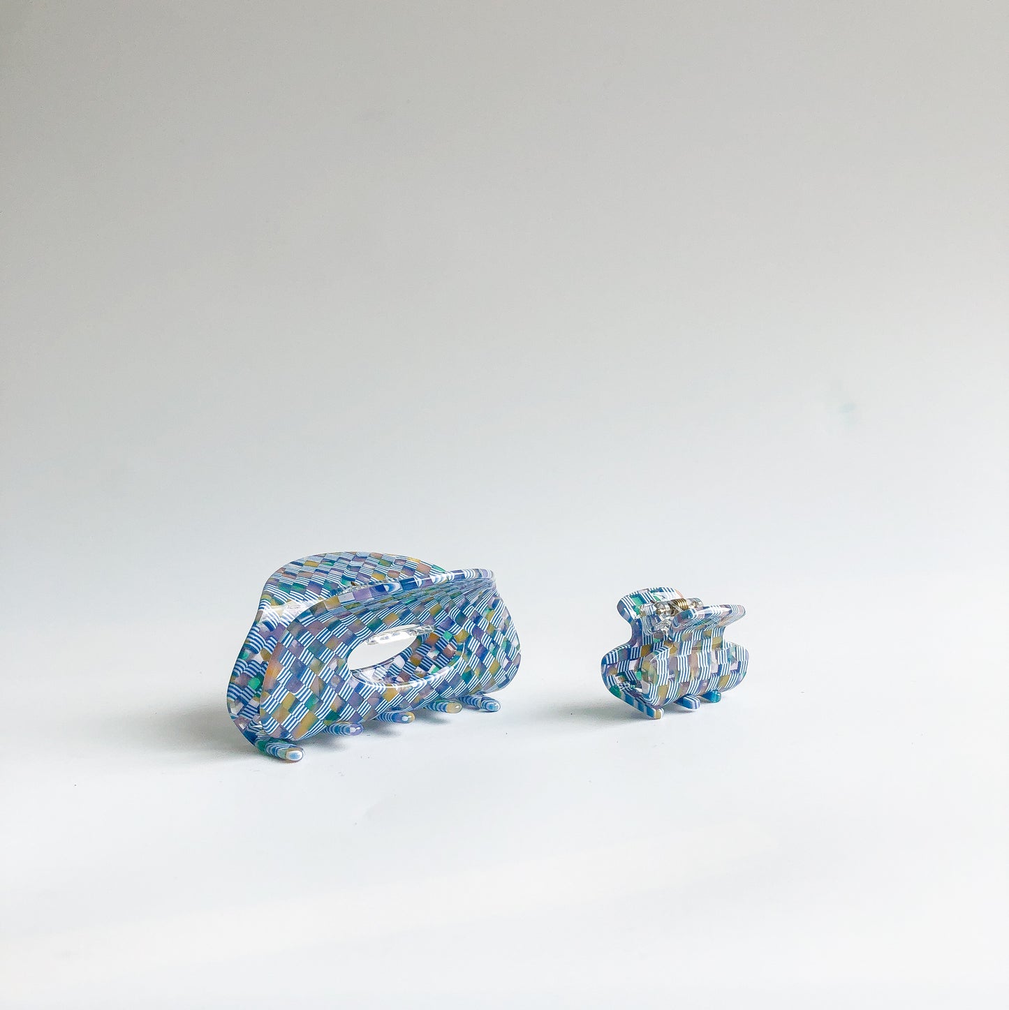 Azul Checkered Hair Claw  by Veronique