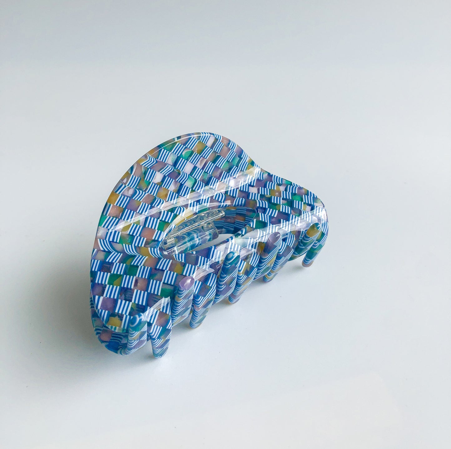 Azul Checkered Hair Claw  by Veronique