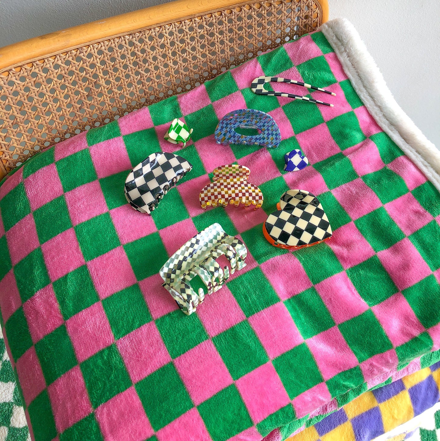 Azul Checkered Mini Clip  by Veronique