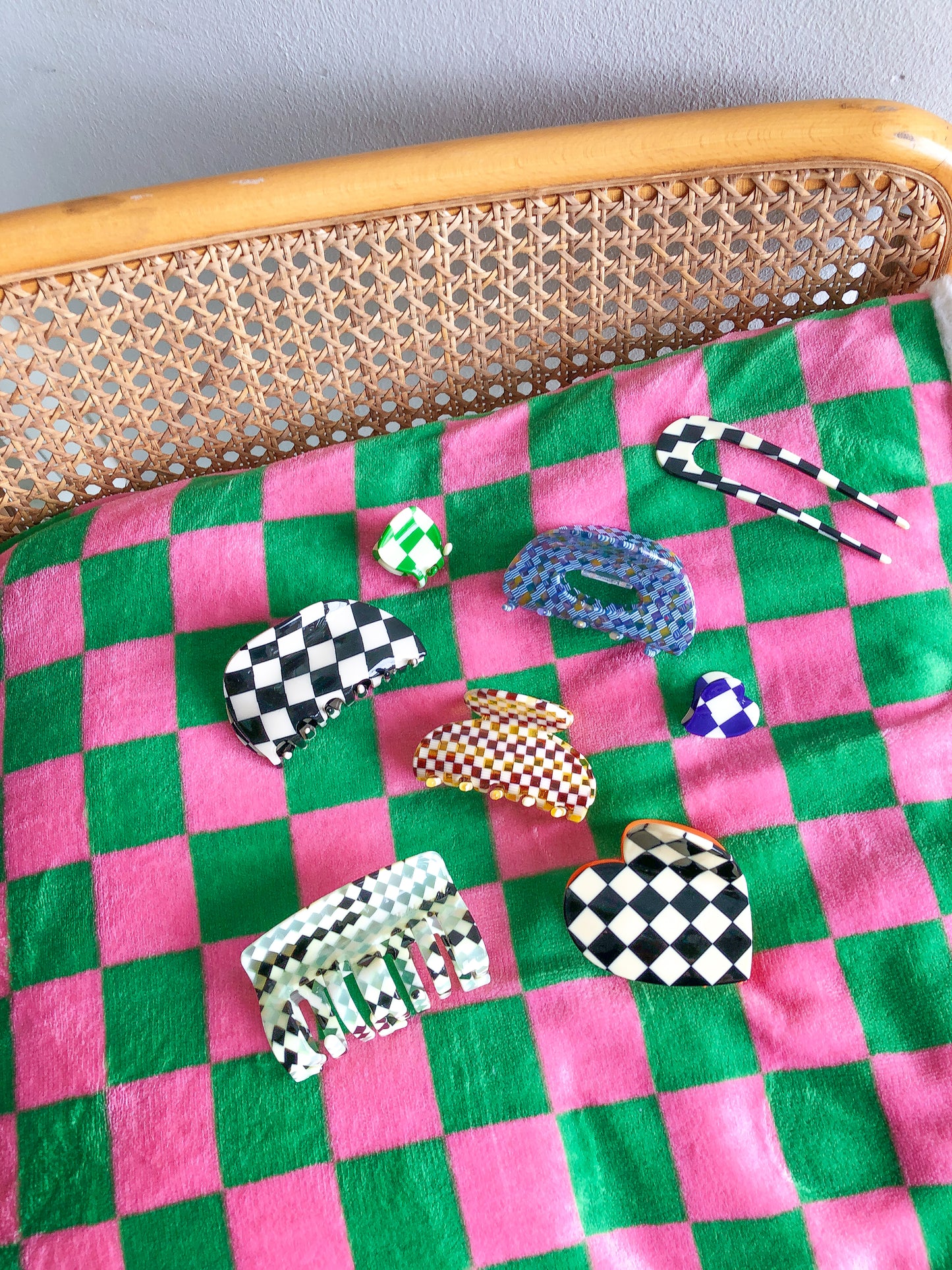 Azul Checkered Hair Claw  by Veronique