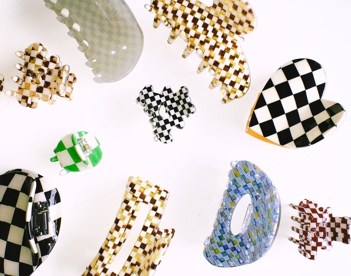 Azul Checkered Hair Claw  by Veronique