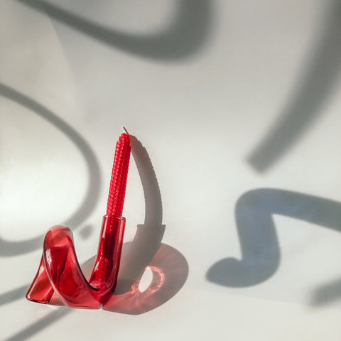 The Squiggle Candle Holder & Vase in Crimson by PROSE Décor