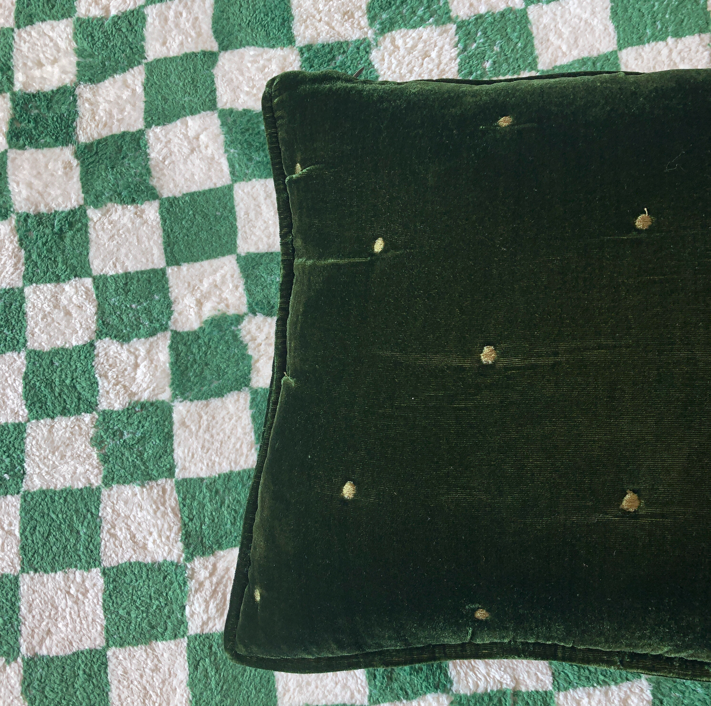 Velvet Square Cushion in Mustard by PROSE Tabletop