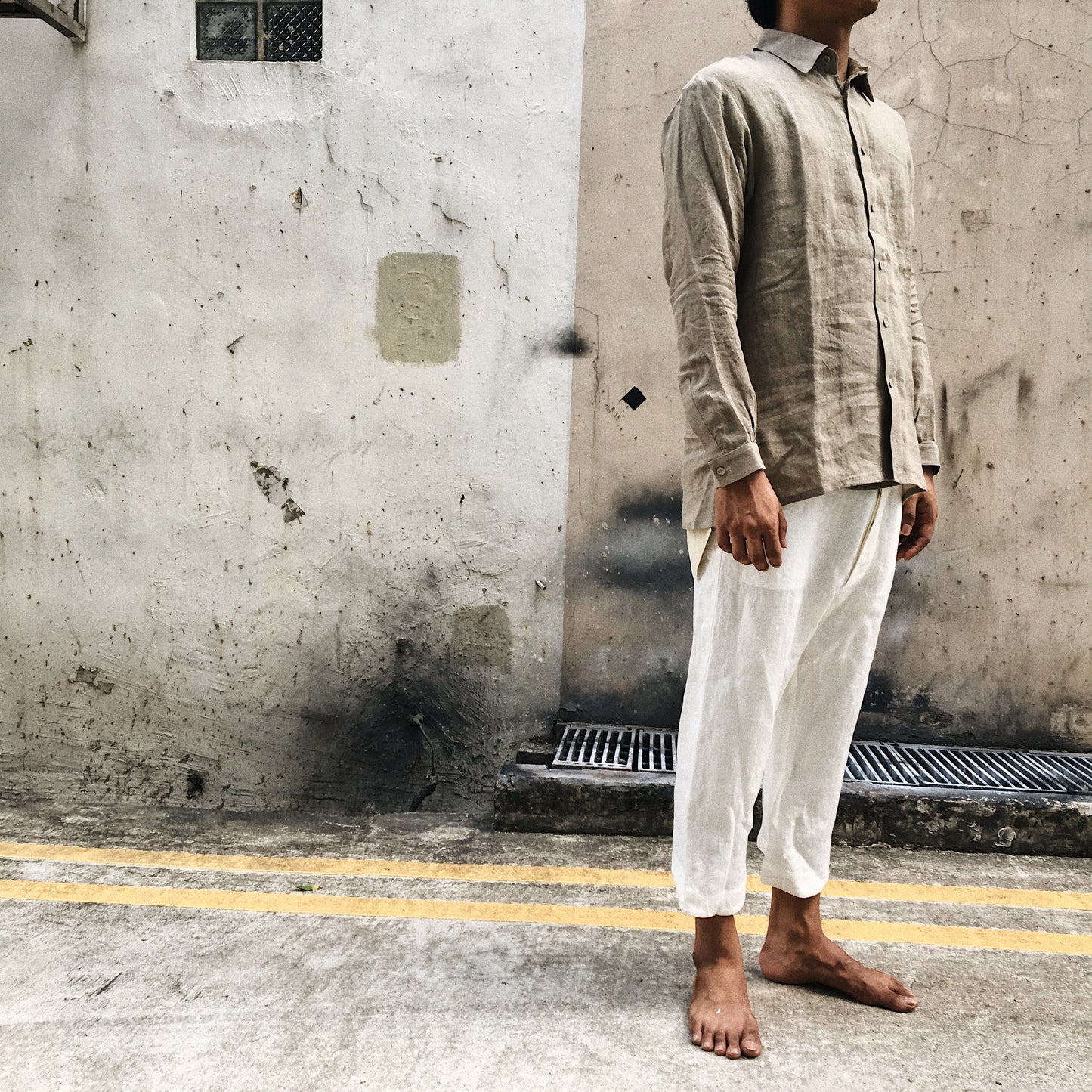 Belgium Linen Pullover Shirt (Beige) by Cosmic Wonder