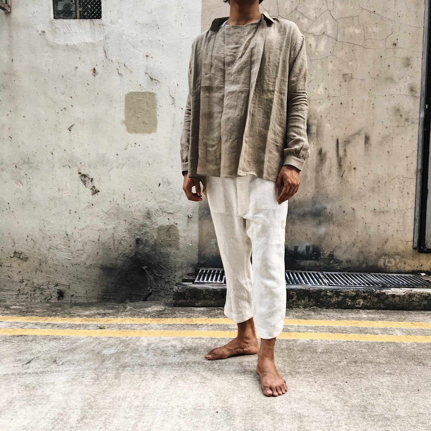 Belgium Linen Pullover Shirt (Beige) by Cosmic Wonder