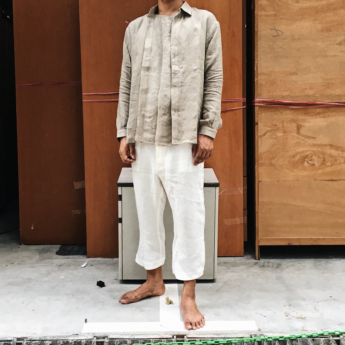 Belgium Linen Pullover Shirt (Beige) by Cosmic Wonder