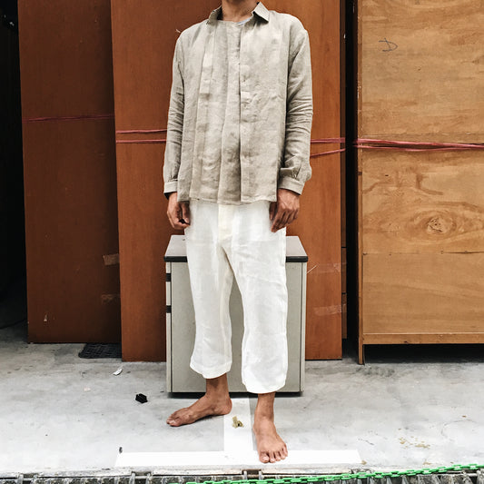 Belgium Linen Pullover Shirt (Beige) by Cosmic Wonder