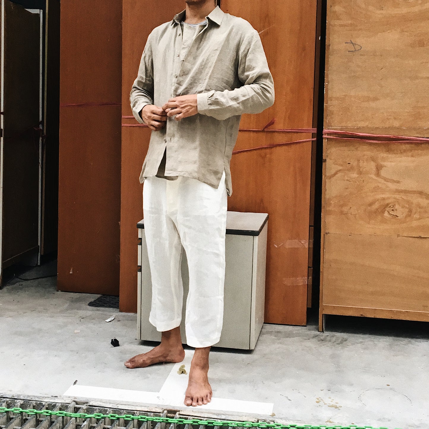 Belgium Linen Pullover Shirt (Beige) by Cosmic Wonder