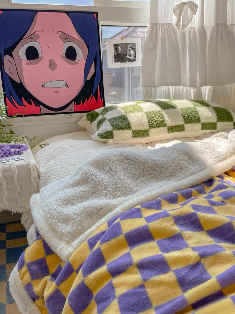 Posie Checkered Velour Blanket by PROSE Décor