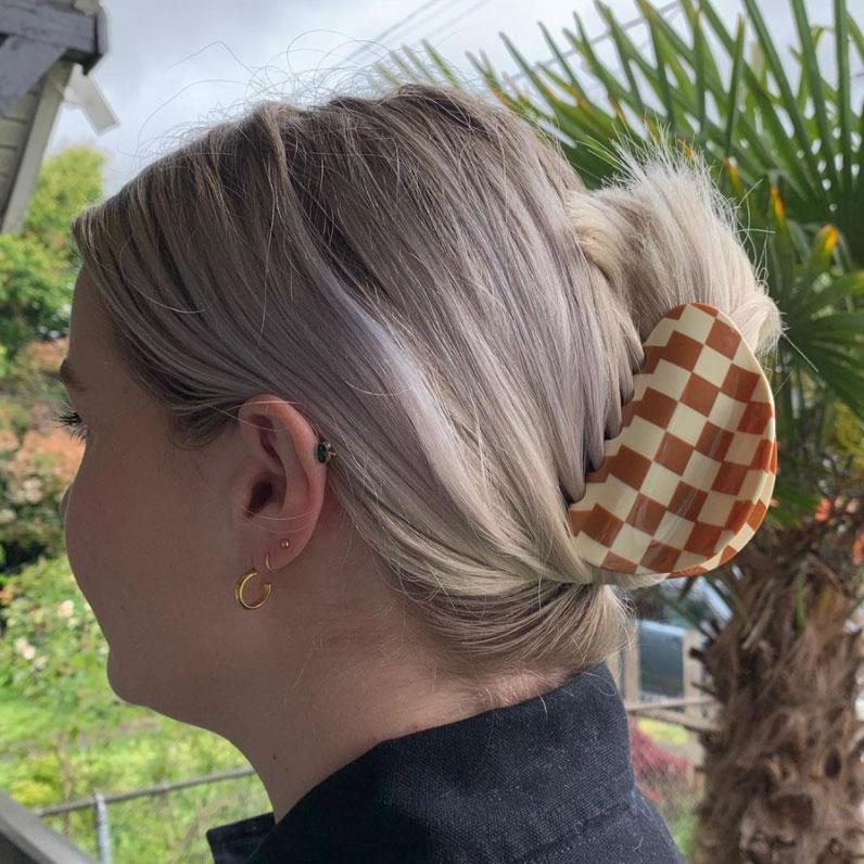 Brown Chessboard Hair Claws  by Veronique