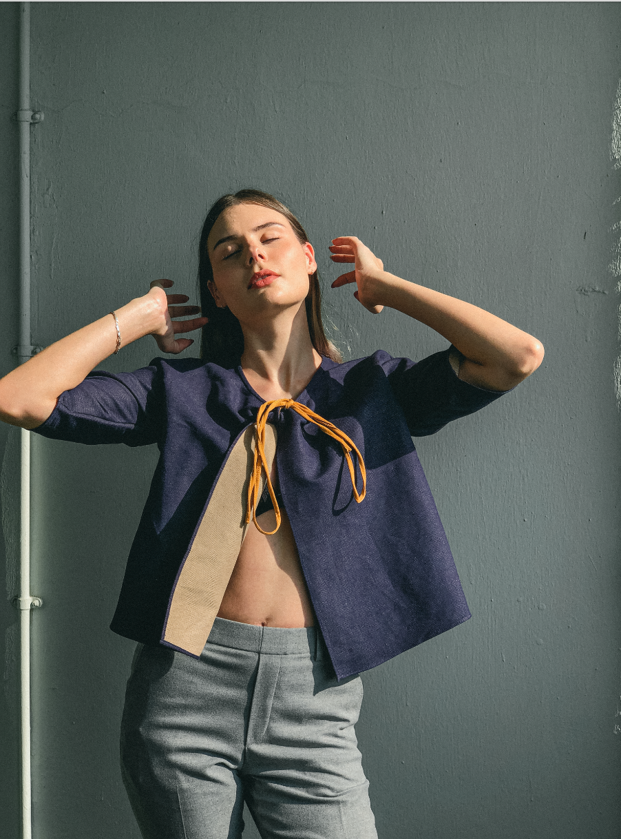 Kimono Denim Jacket by Ultramarine Studio
