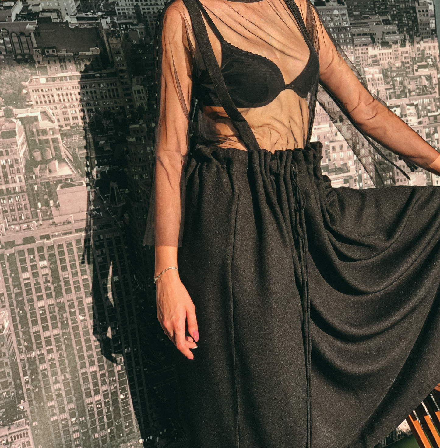 Drawstring Pinafore in Black by Ultramarine Studio
