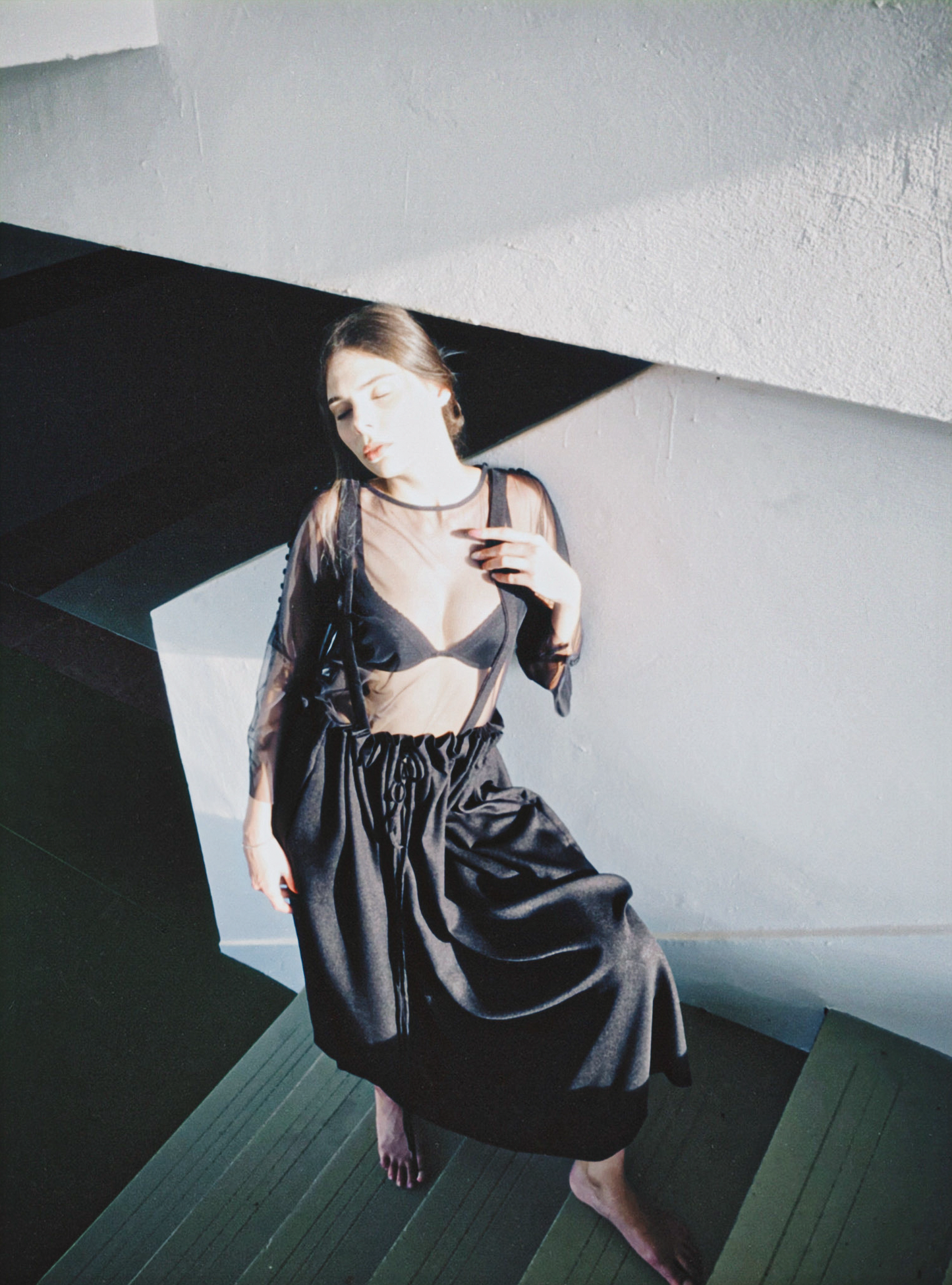 Drawstring Pinafore in Black by Ultramarine Studio