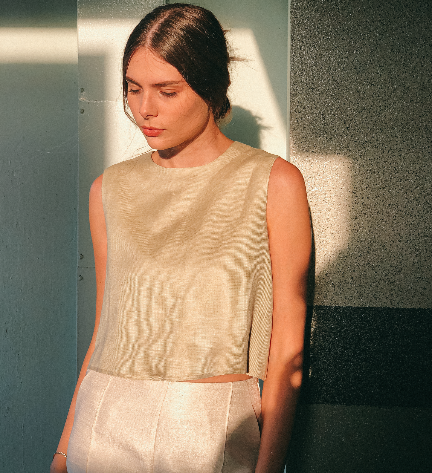 Cotton Crop Top in Ecru by Ultramarine Studio