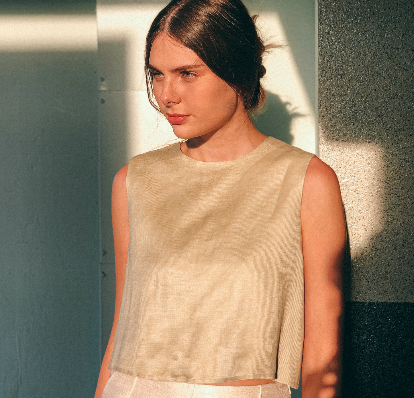 Cotton Crop Top in Ecru by Ultramarine Studio