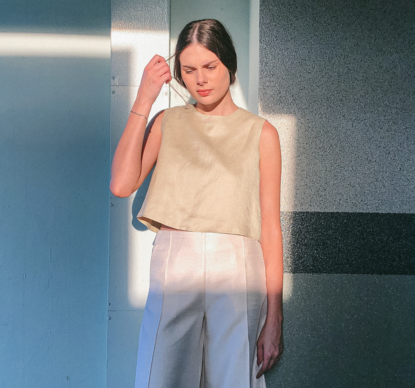 Cotton Crop Top in Ecru by Ultramarine Studio