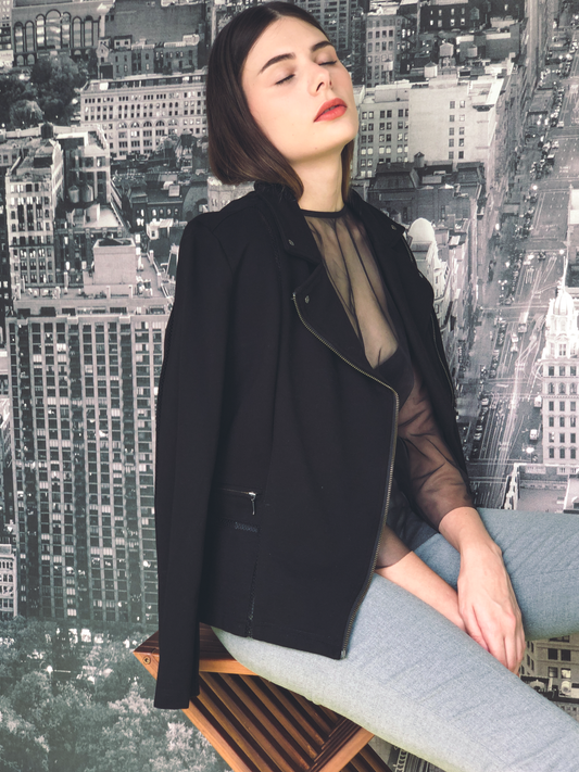 Classic Moto Jacket in Black by Ultramarine Studio
