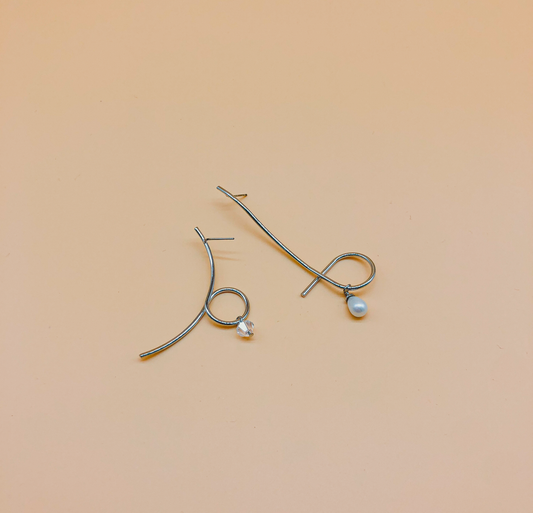 Asymmetrical Pearl Earrings by Veronique