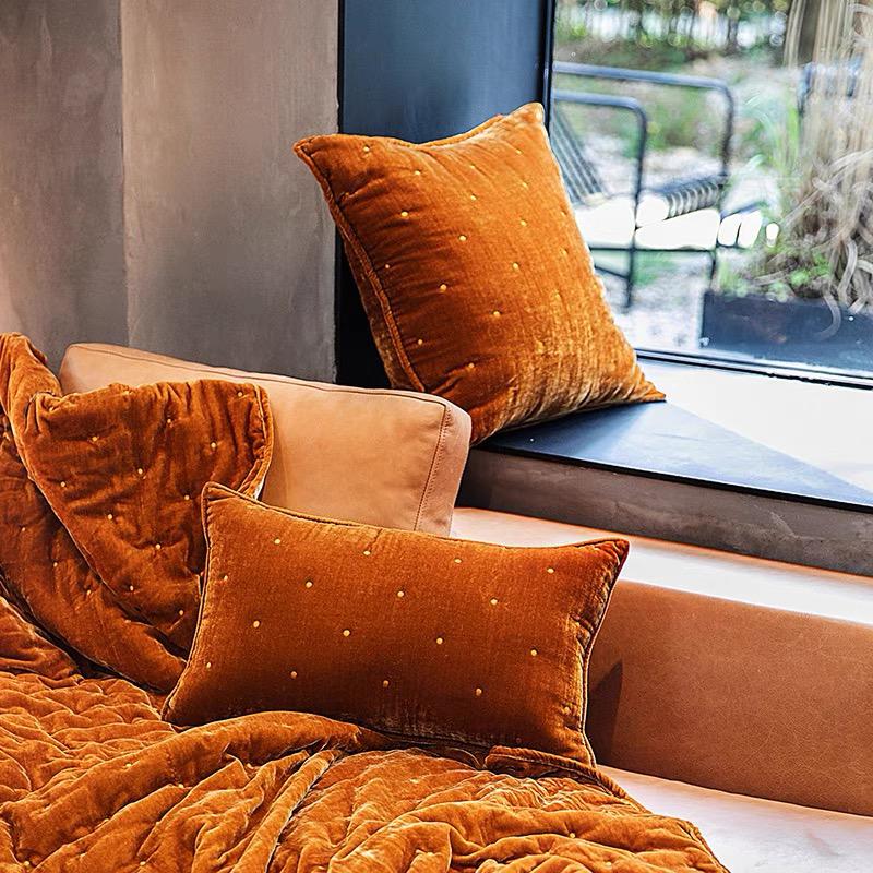 Velvet Square Cushion in Green by PROSE Tabletop