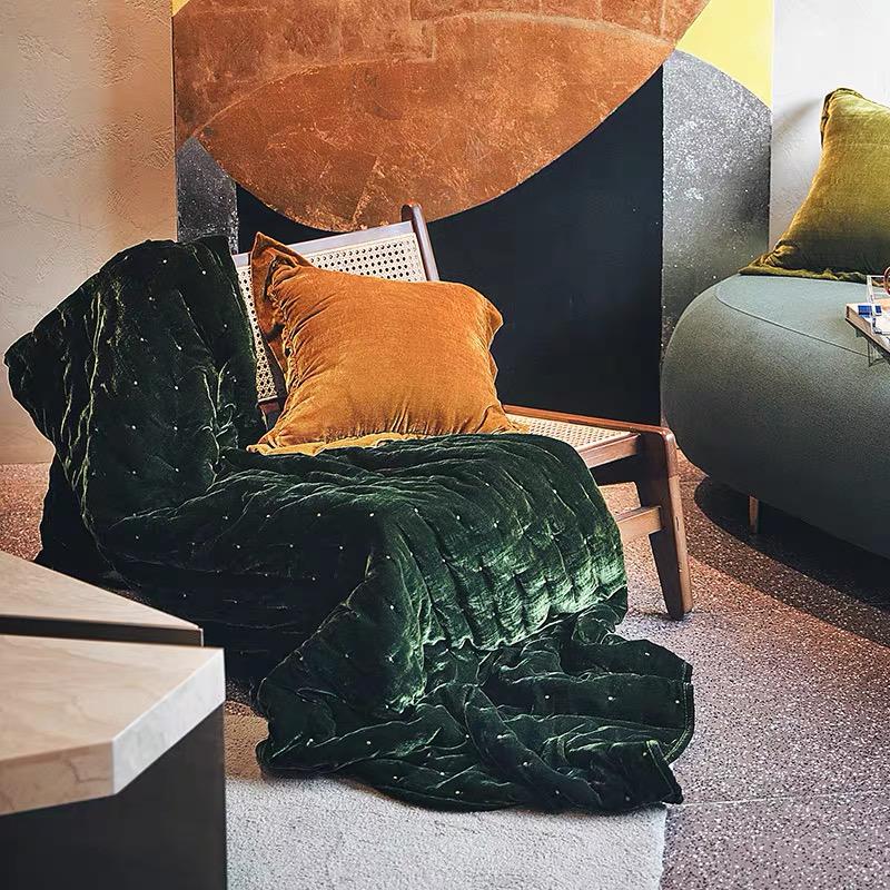 Velvet Square Cushion in Mustard by PROSE Tabletop