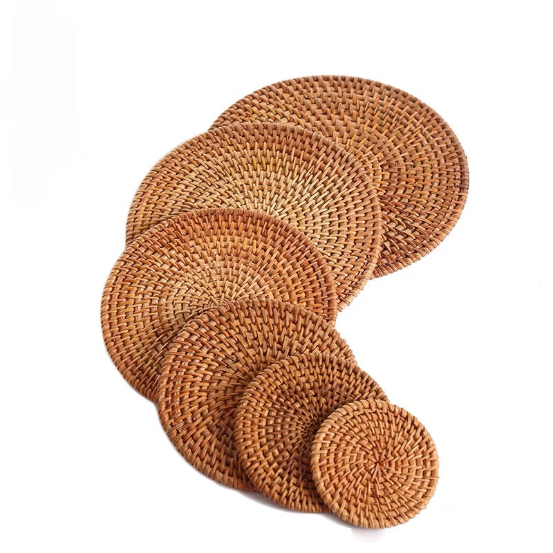 Handwoven Rattan Coasters (8CM)  by PROSE Tabletop