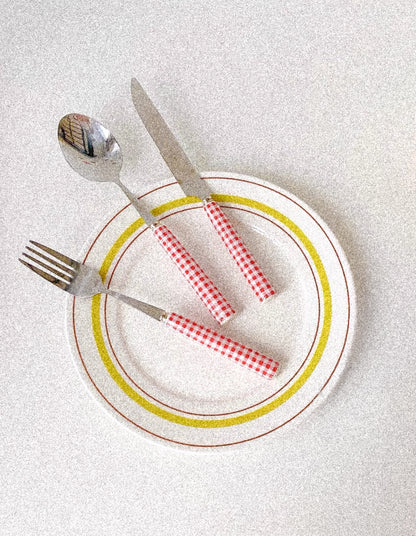 Red Gingham Cutlery Set by PROSE Tabletop