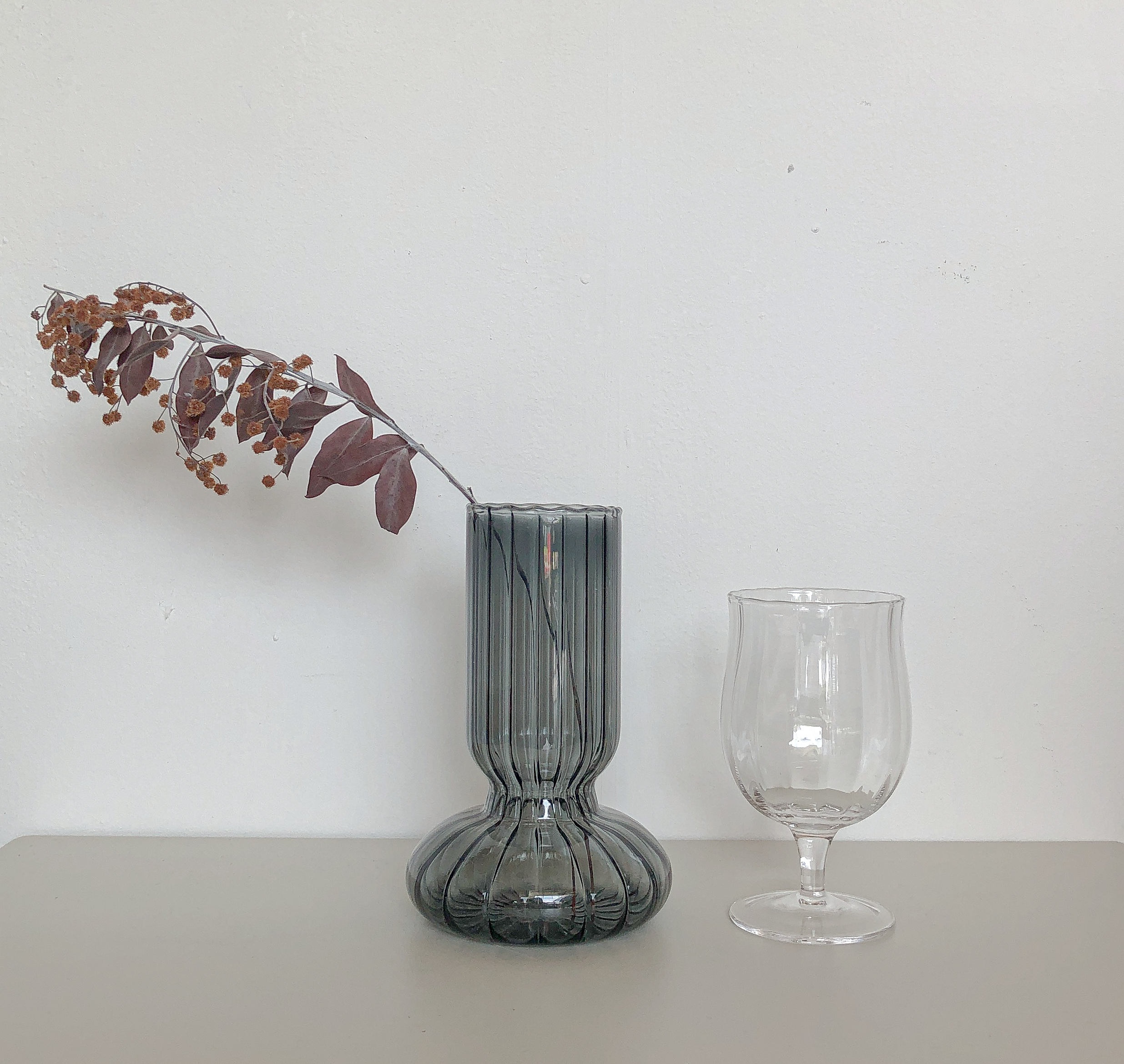Grey Ripple Vase by PROSE Botanical