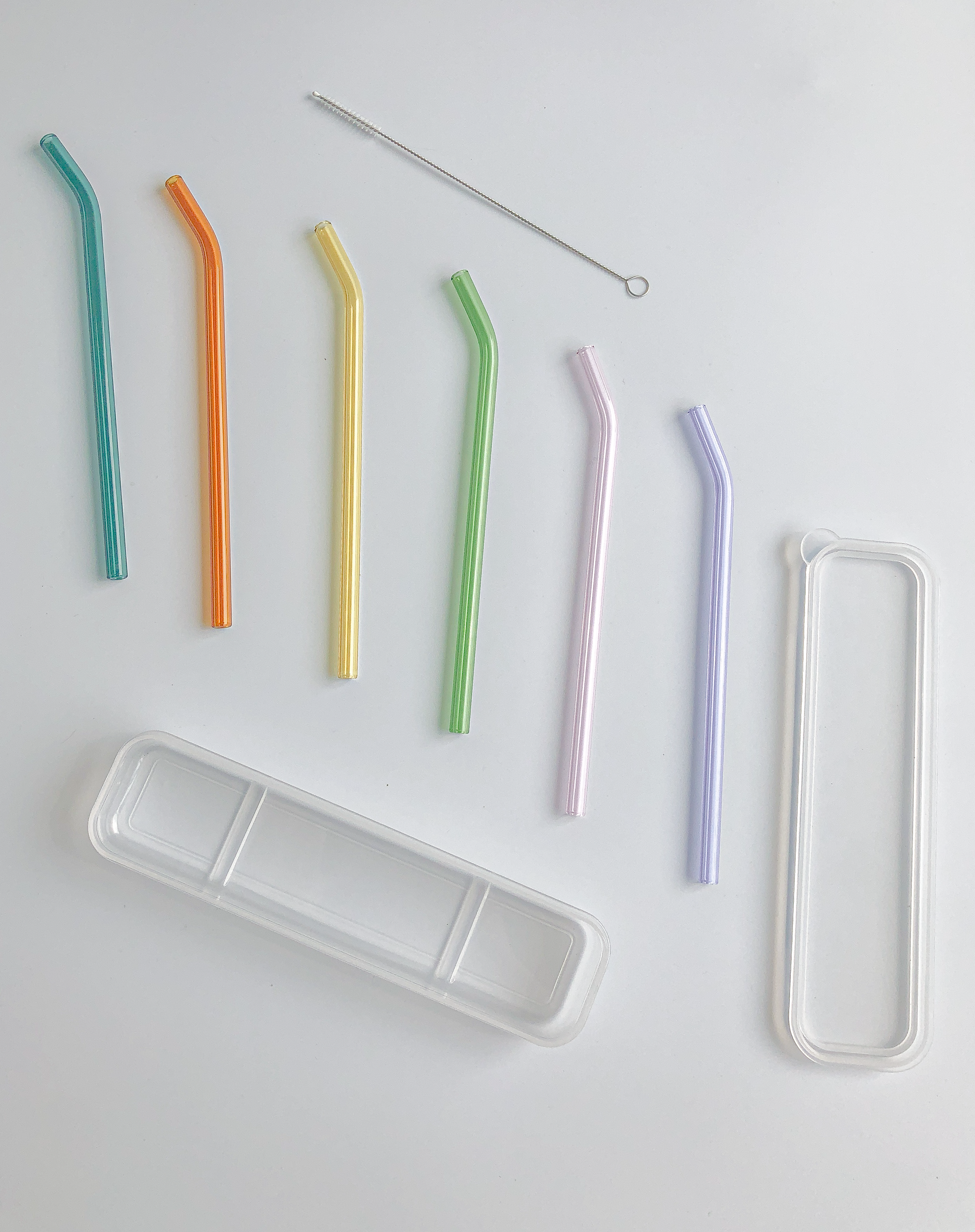 Gentleman Glass Straw Set - 4 Glass Straws + 1 Cleaning Brush 1 set