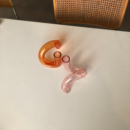 The Squiggle Candle Holder & Vase in Orange by PROSE Décor