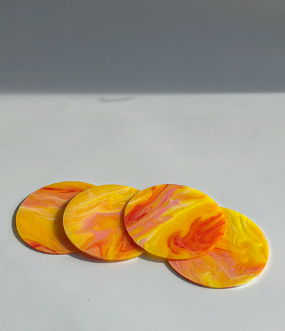 80s Acrylic Coasters in Marigold  (8CM)  by PROSE Tabletop