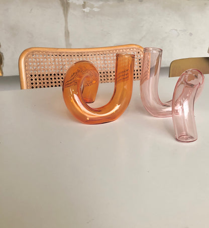 The Squiggle Candle Holder & Vase in Orange by PROSE Décor