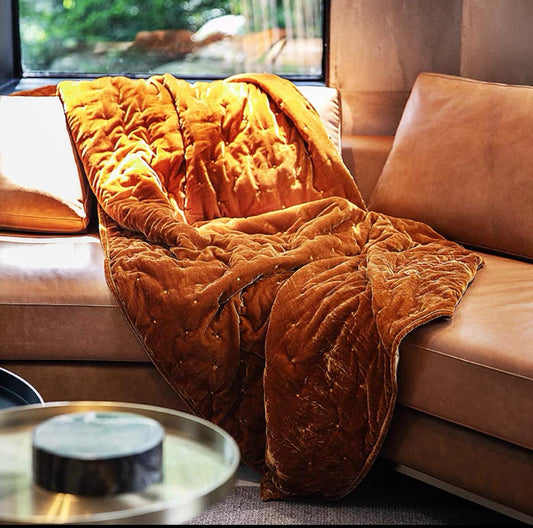 Velvet Blanket in Mustard by PROSE Décor