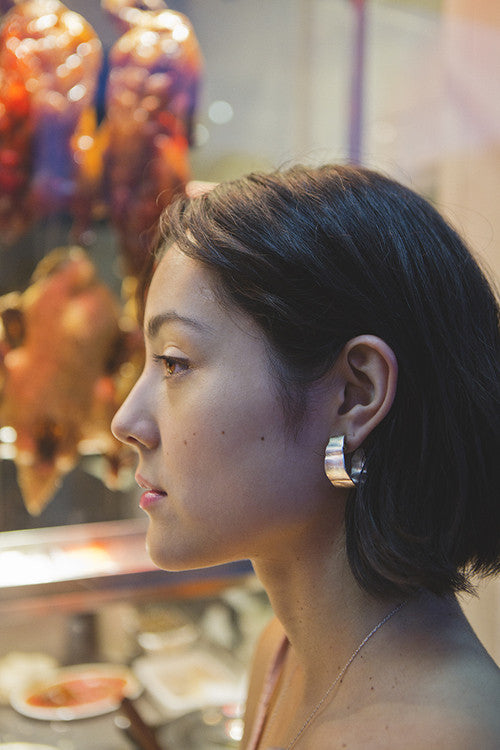 Cold Picnic - Unfolded Hoop Earrings: Silver