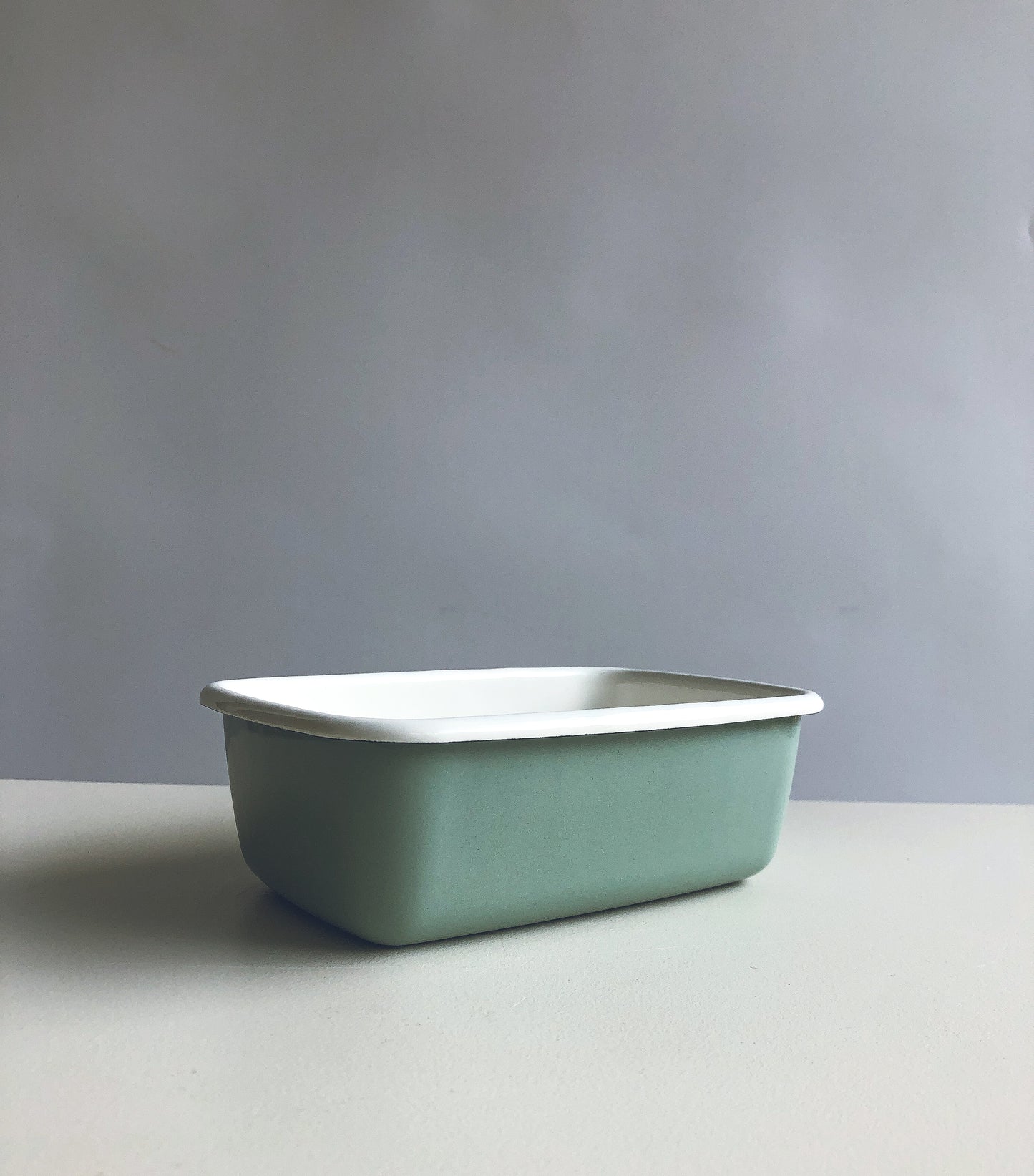 Mint Enamel Butter Dish with Wooden Lid by Garden Trading