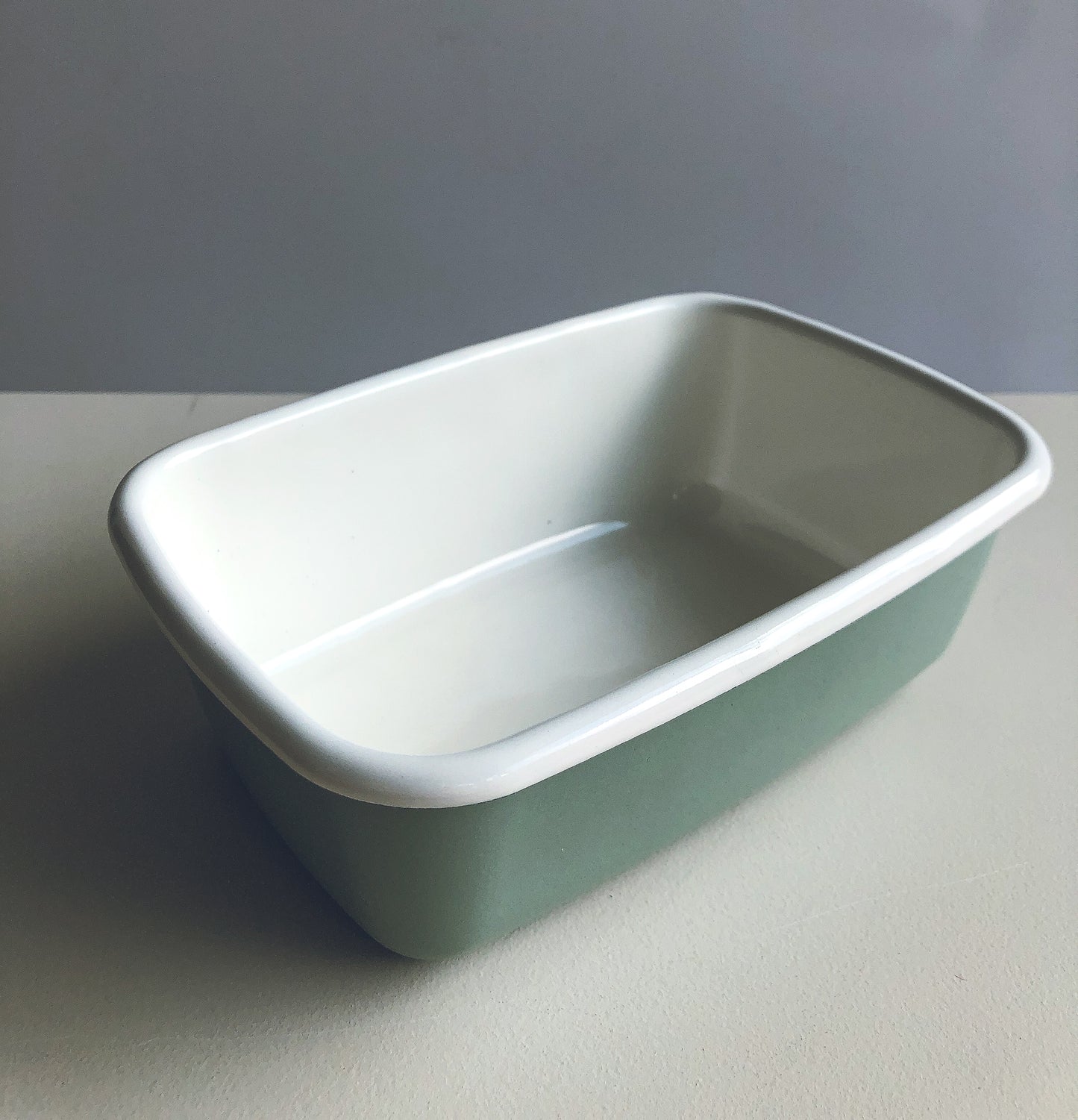 Mint Enamel Butter Dish with Wooden Lid by Garden Trading