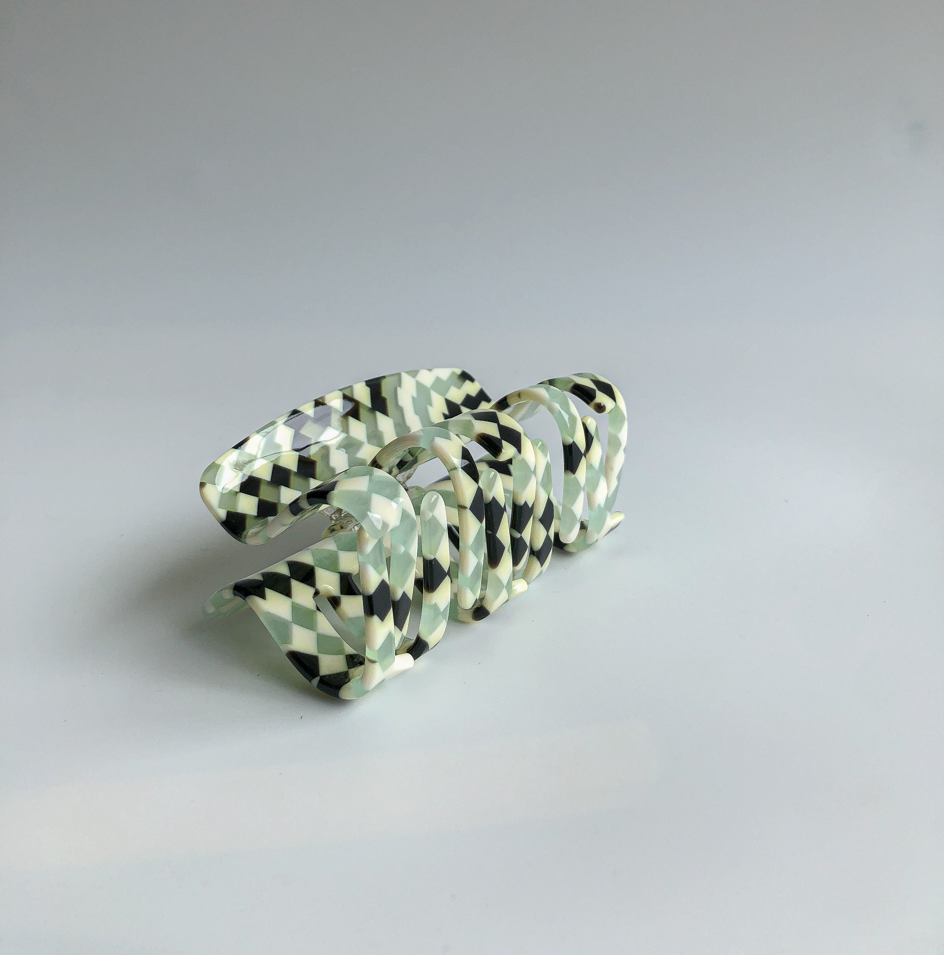 Mint Checkered Hair Claw by Veronique