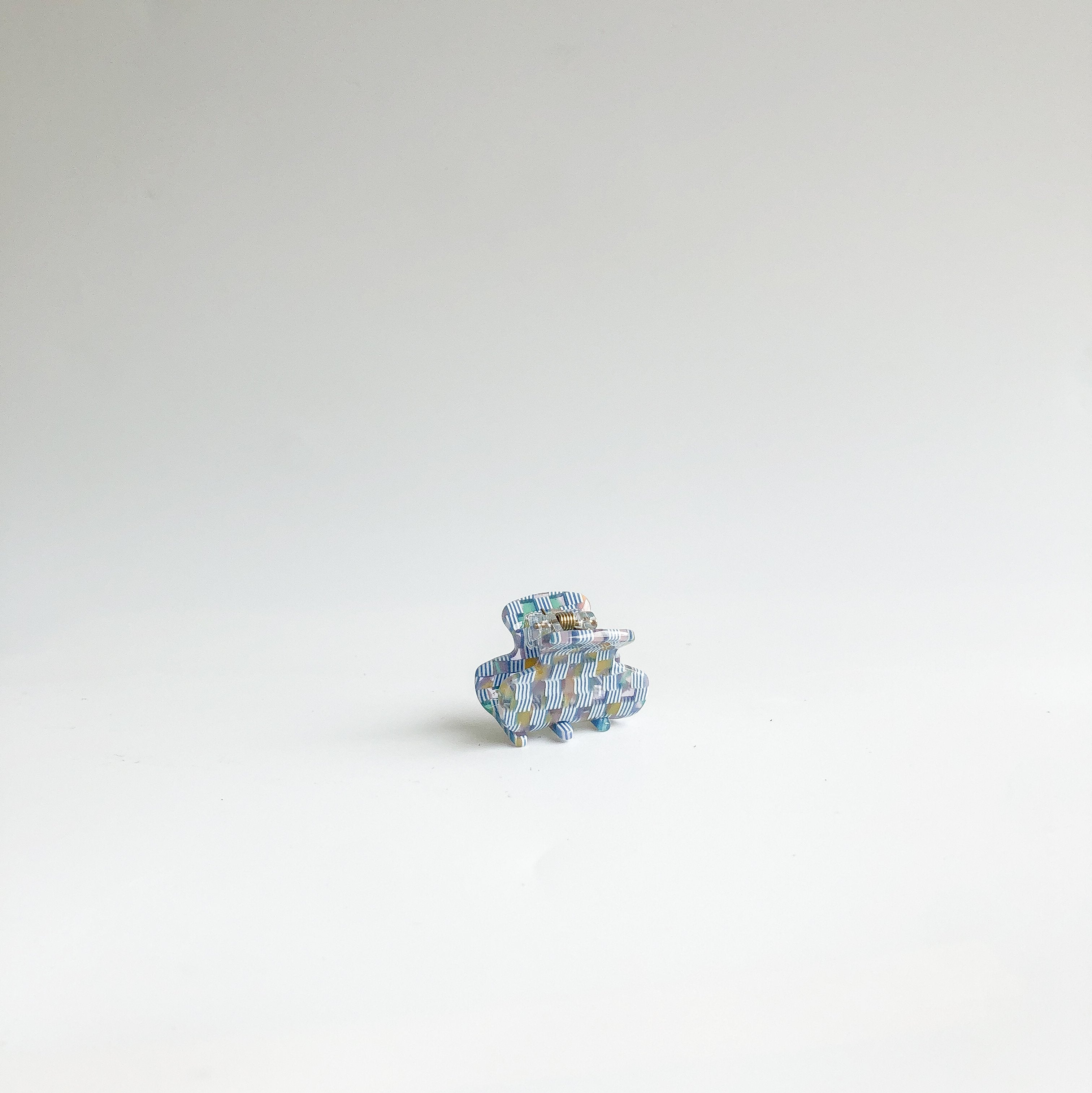 Azul Checkered Mini Clip  by Veronique