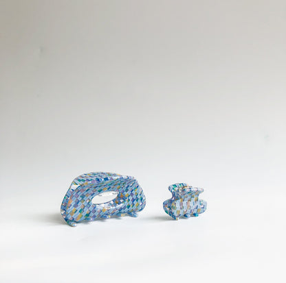 Azul Checkered Mini Clip  by Veronique
