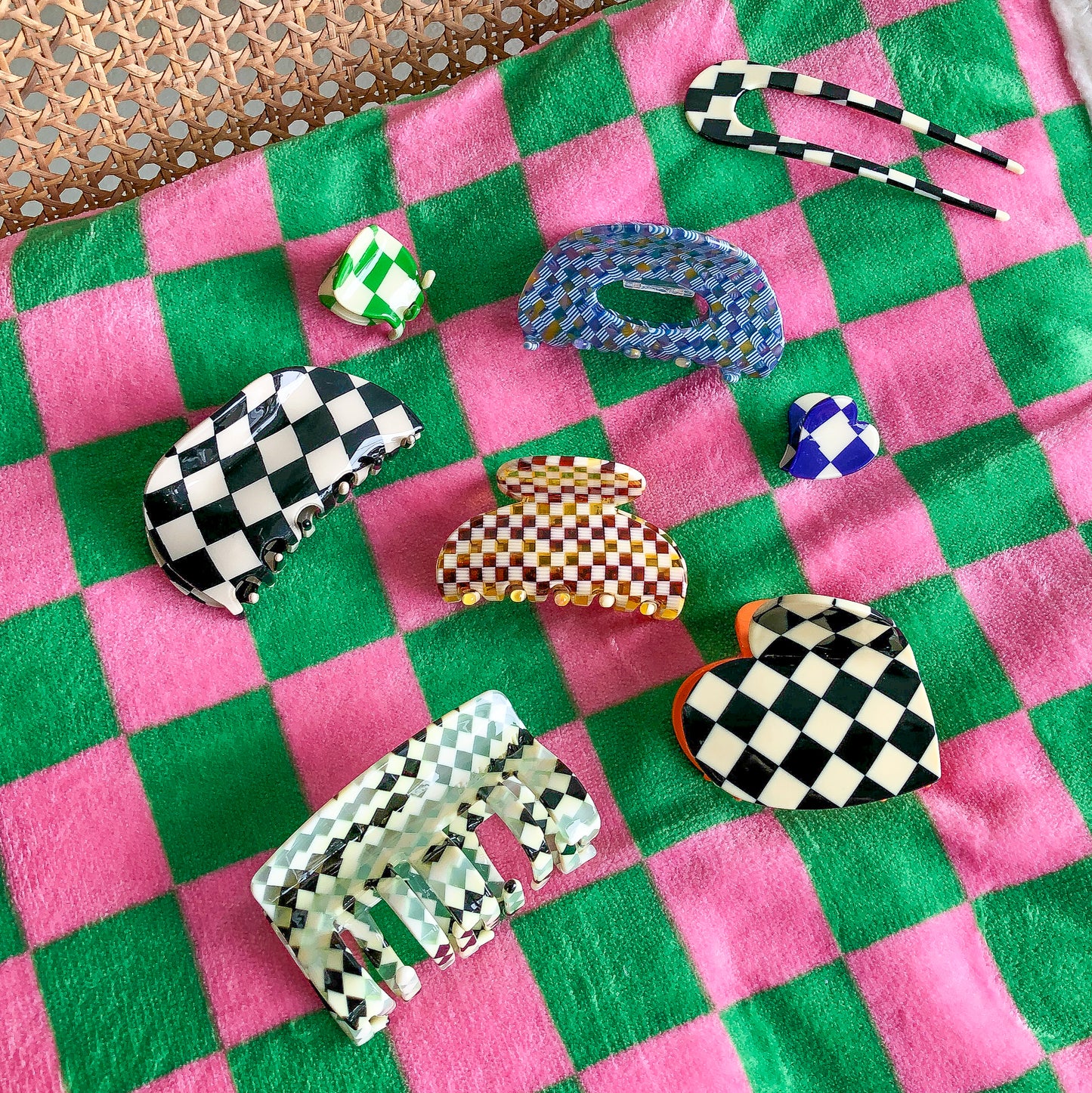 Azul Checkered Hair Claw  by Veronique