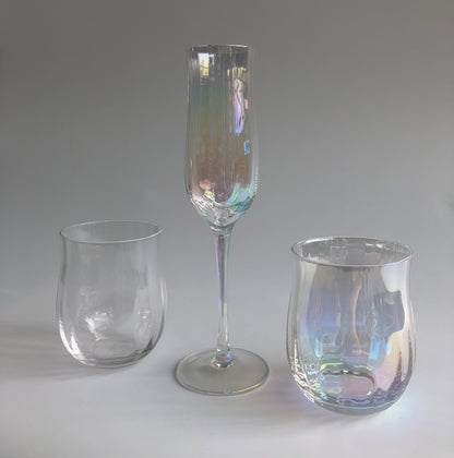 Iridescent Ripple Water Glass by PROSE Tabletop