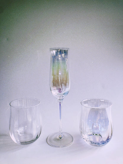 Iridescent Ripple Water Glass by PROSE Tabletop