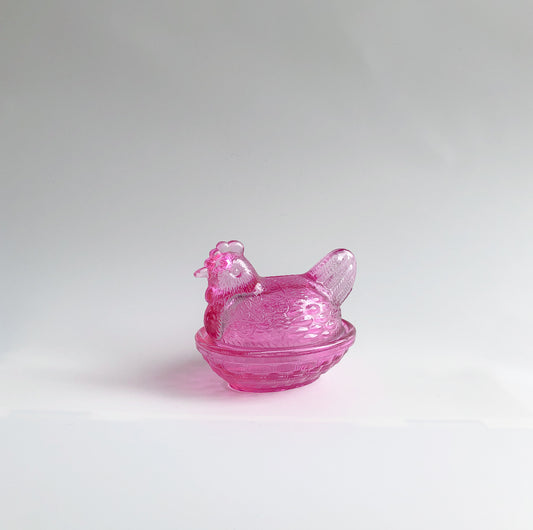 Vintage Glass Butter Dish in Fuchsia by PROSE Tabletop