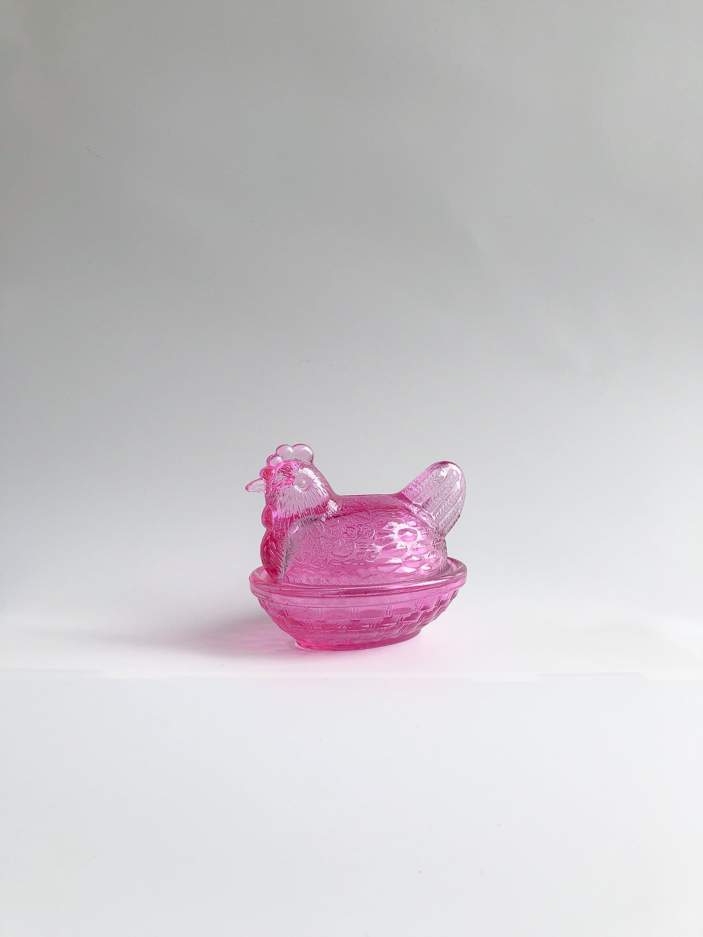 Vintage Glass Butter Dish in Fuchsia by PROSE Tabletop