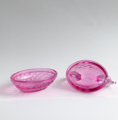 Vintage Glass Butter Dish in Fuchsia by PROSE Tabletop