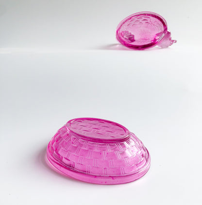 Vintage Glass Butter Dish in Fuchsia by PROSE Tabletop